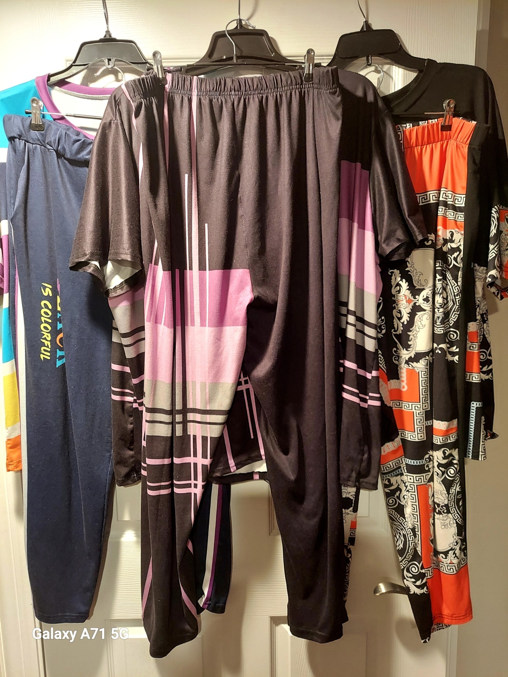 3 SETS !!! Casual Pants & Top Sets (Blk/Orange,Blk/Lavender & Navy/Rainbow.